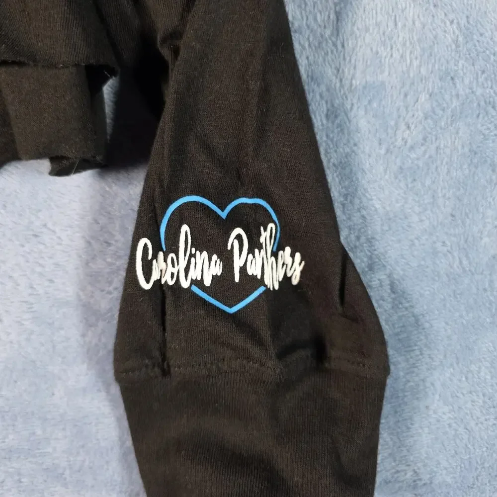 Carolina Panthers Girls 14/16 Long Sleeve Shirt NFL Team Apparel Black NWT